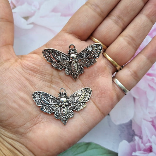Metal Charms - Moth with Skull