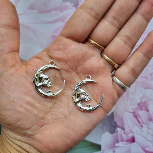 Metal Charms - Skull with Moon