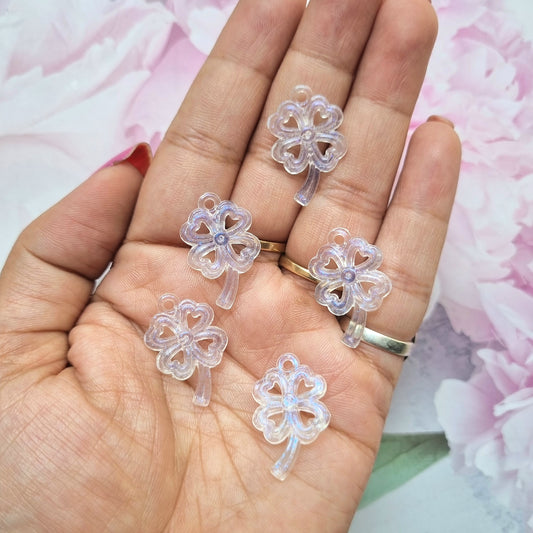 Acrylic Glitter Clover Charms