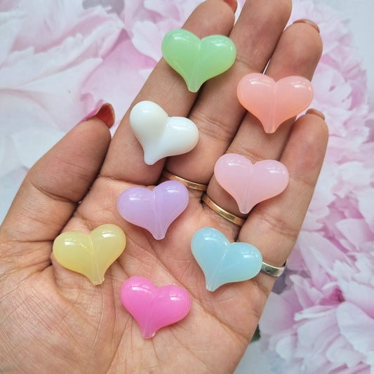 Acrylic Jelly Puffy Heart Beads