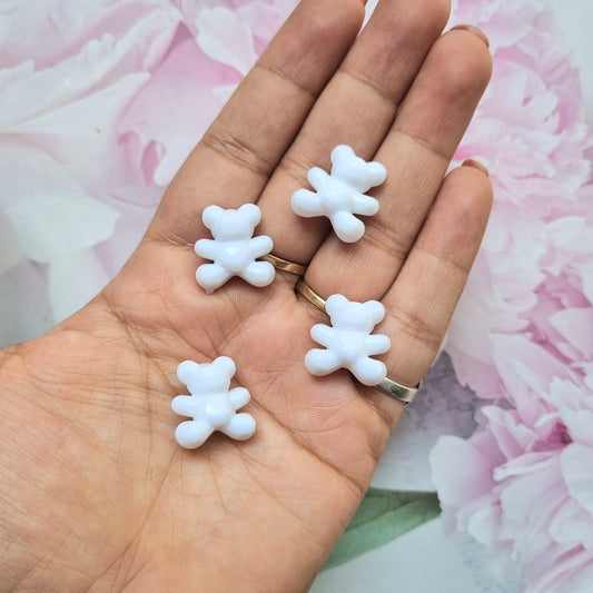 Acrylic White Teddy Beads