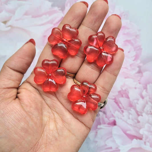 Acrylic Red Clover Beads