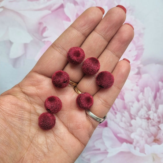 Acrylic Flocky Round Beads