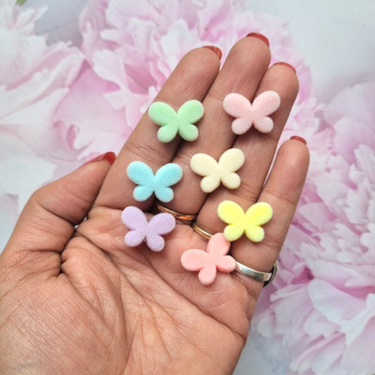 Acrylic Flocky Butterfly Beads