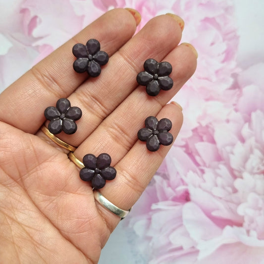 Acrylic Frosted Black Flower Beads