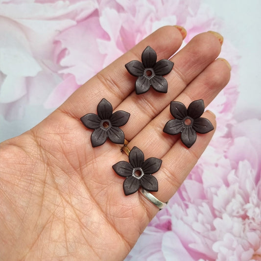 Acrylic Frosted Black Flower caps