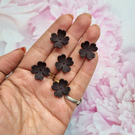 Acrylic Frosted Black Flower caps