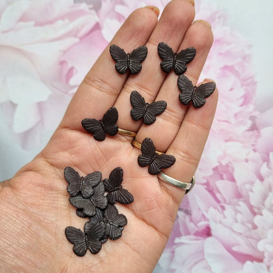 Acrylic Frosted Black Butterfly Beads