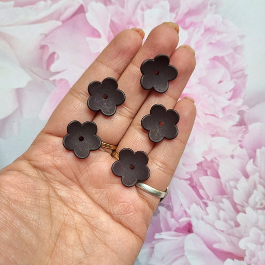Acrylic Frosted Black Flower caps