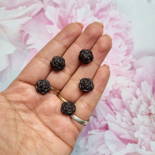 Acrylic Frosted Black Flower Beads