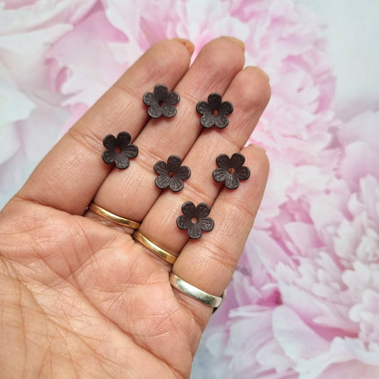 Acrylic Frosted Black Flower caps