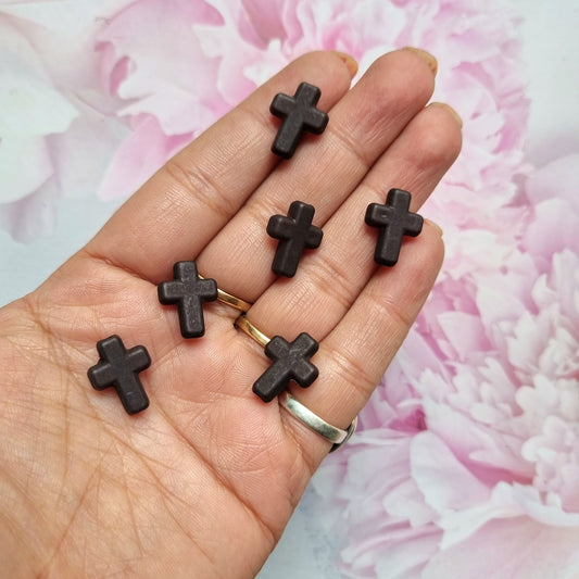 Acrylic Frosted Black Cross Beads