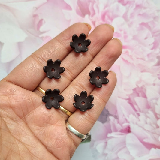 Acrylic Frosted Black Flower caps