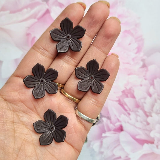 Acrylic Frosted Black Flower caps