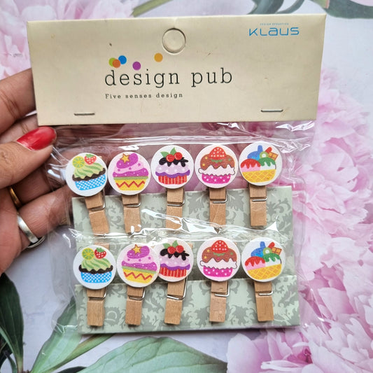 Wooden Clip - Cupcake