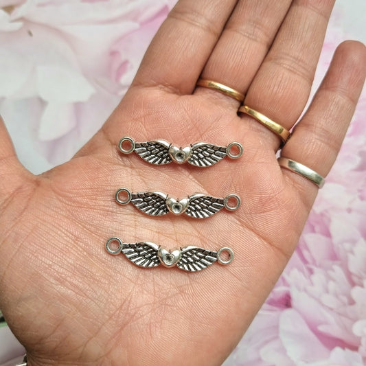 Metal Charms - Heart Wings connector