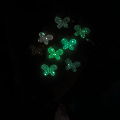 Acrylic Luminous Glittery Butterfly Beads