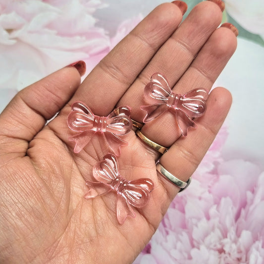 Transparent Baby Pink Bow Beads