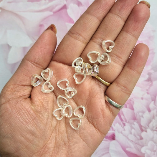 Transparent Hollow Heart Beads