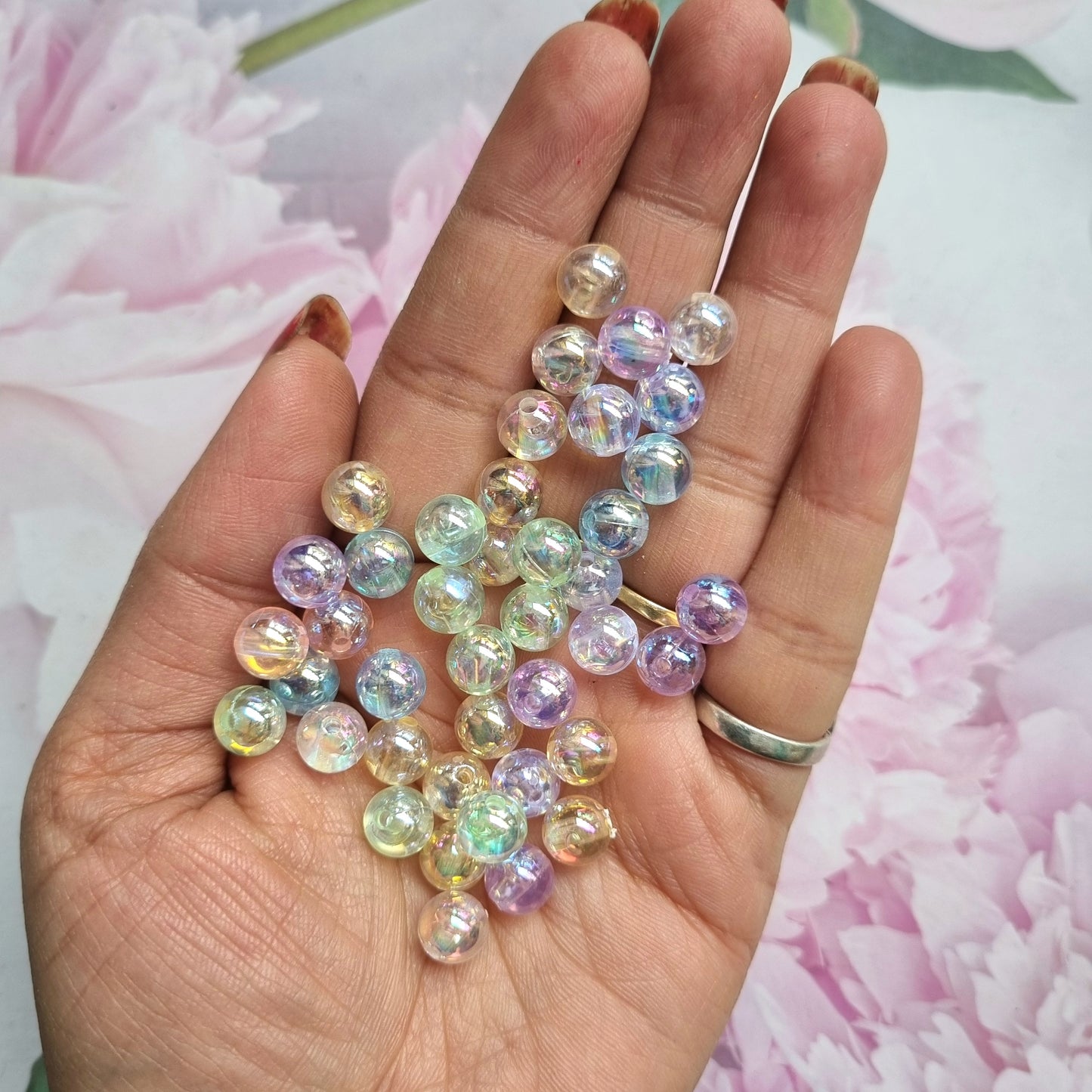 Acrylic Rainbow Shine Round Beads