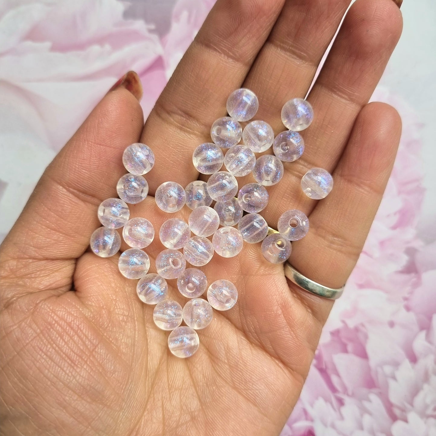 Acrylic Glitter Round Beads