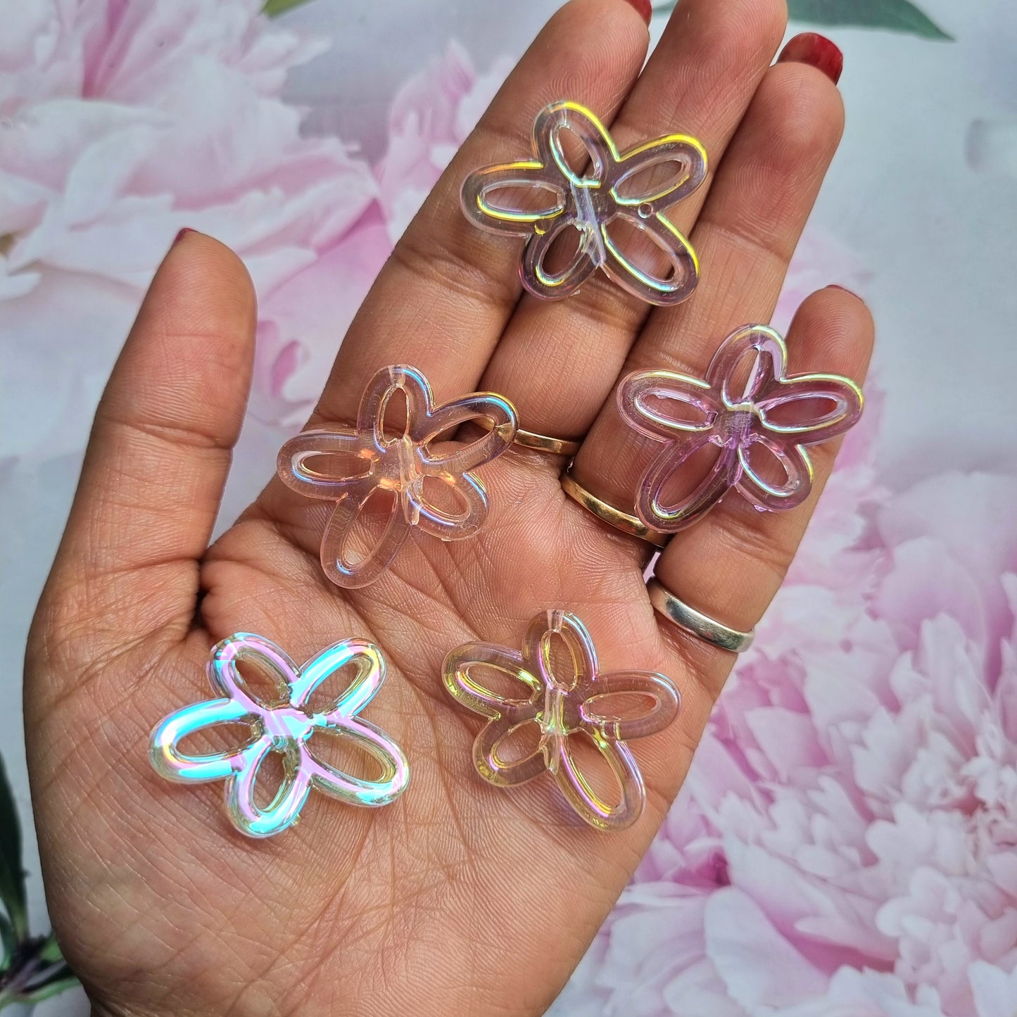 Rainbow Iridescent Flower Beads