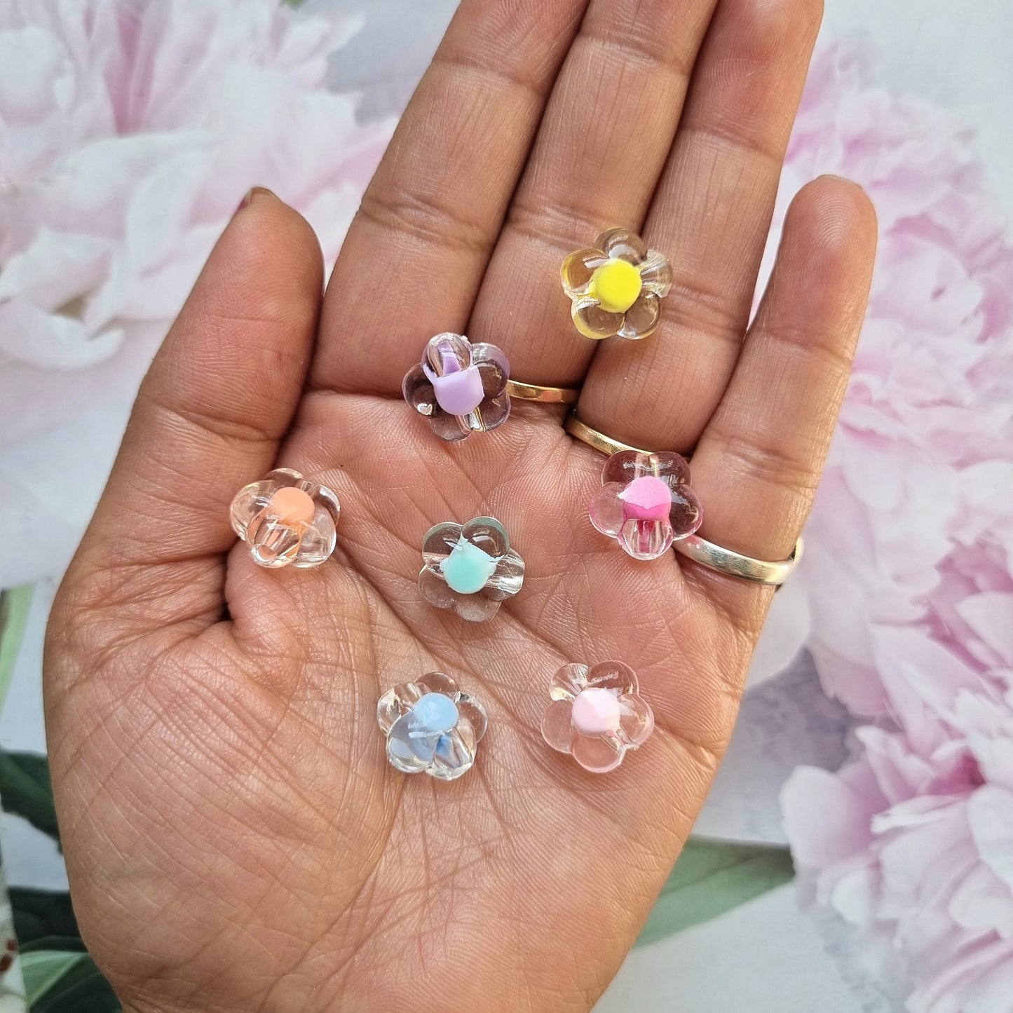 Transparent Colorful Flower Beads