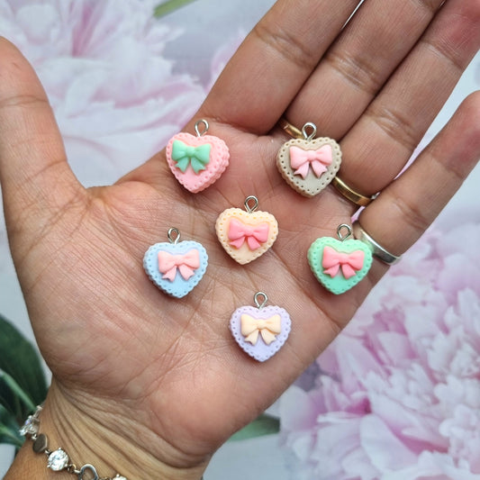 Resin Charms - Heart with Bow