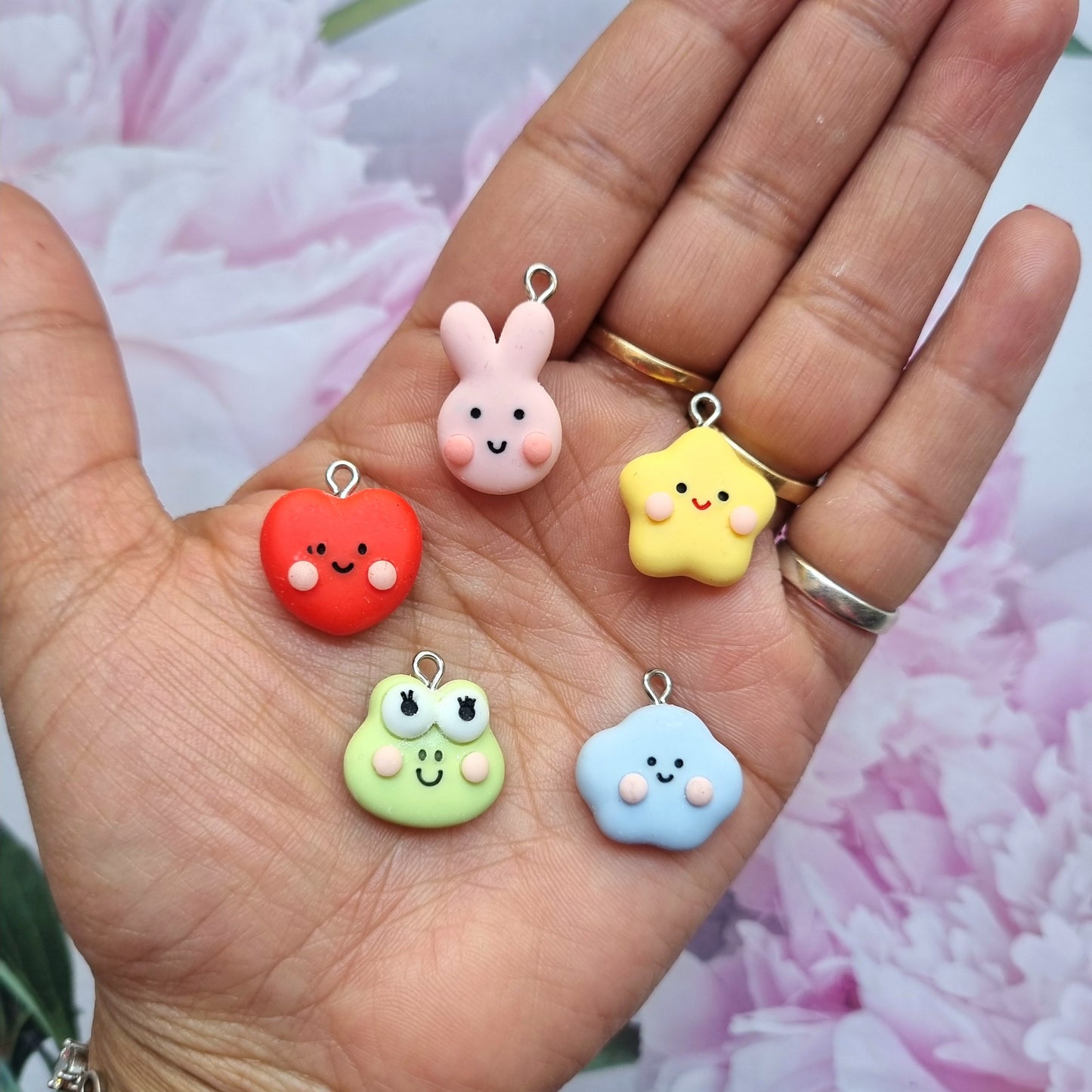 Resin Charms - Mixed Animal Smile face