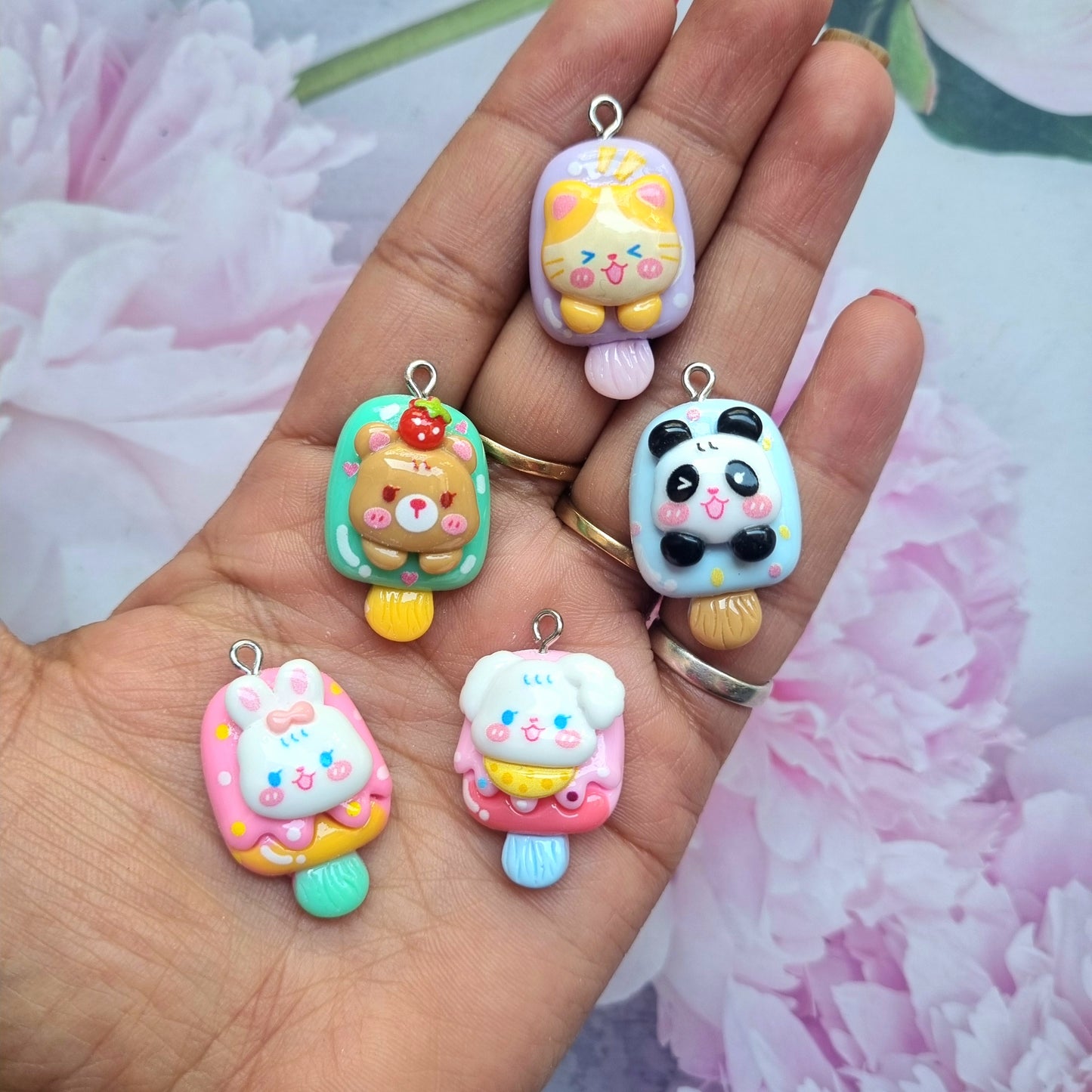 Resin Charms - Mixed Animal Popsicle