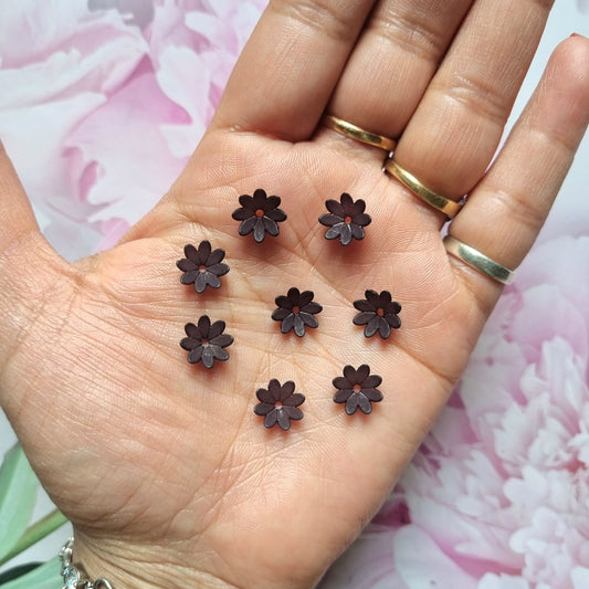 Frost Black Flower Beads