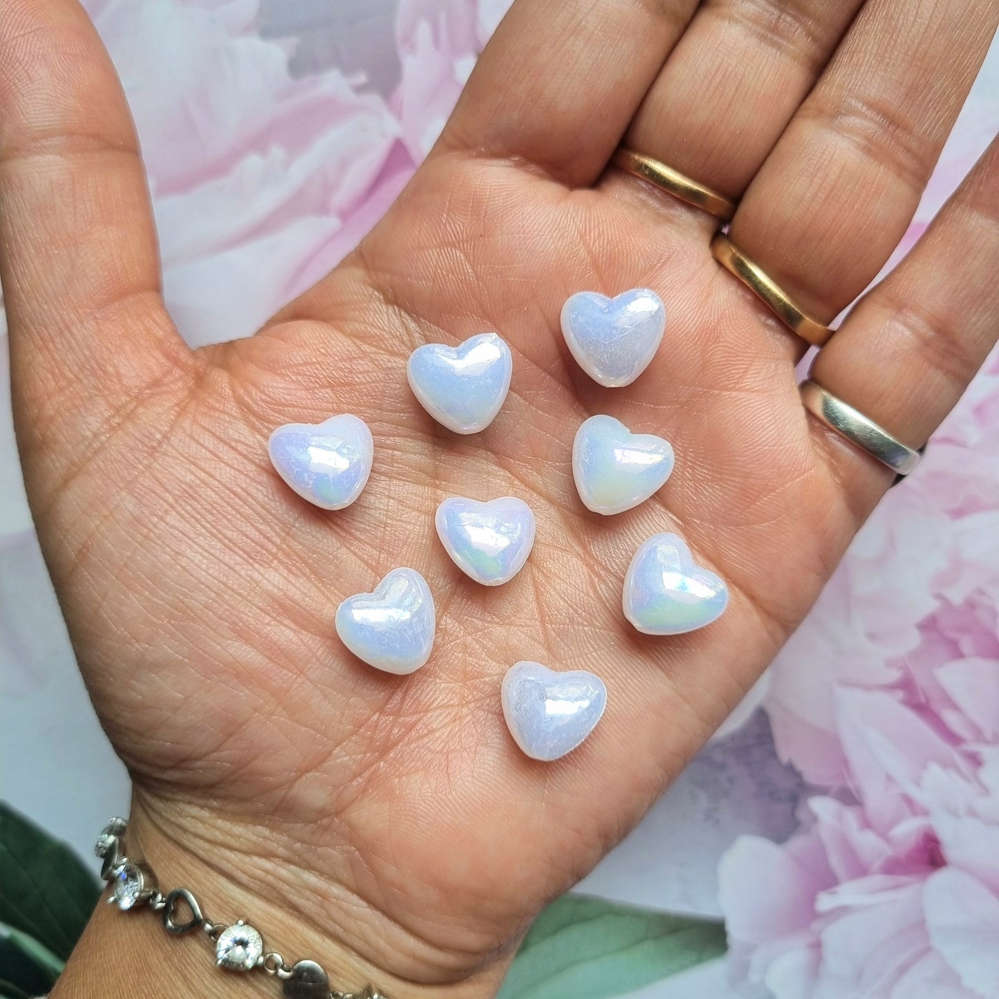 Rainbow Shine Heart Beads (Scratched)