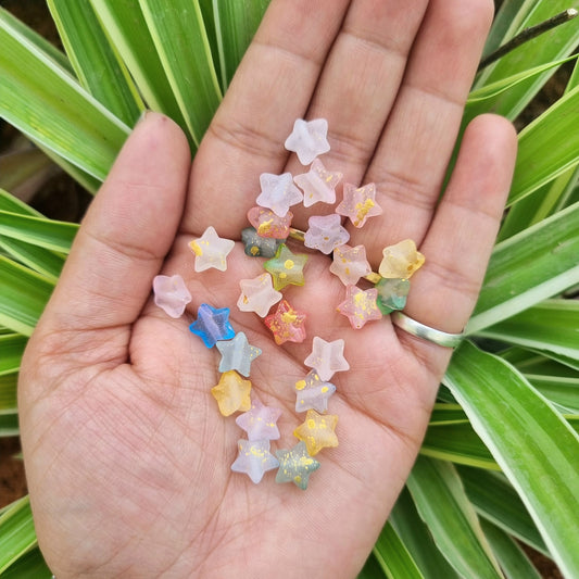 Acrylic Golden Foil Star Beads