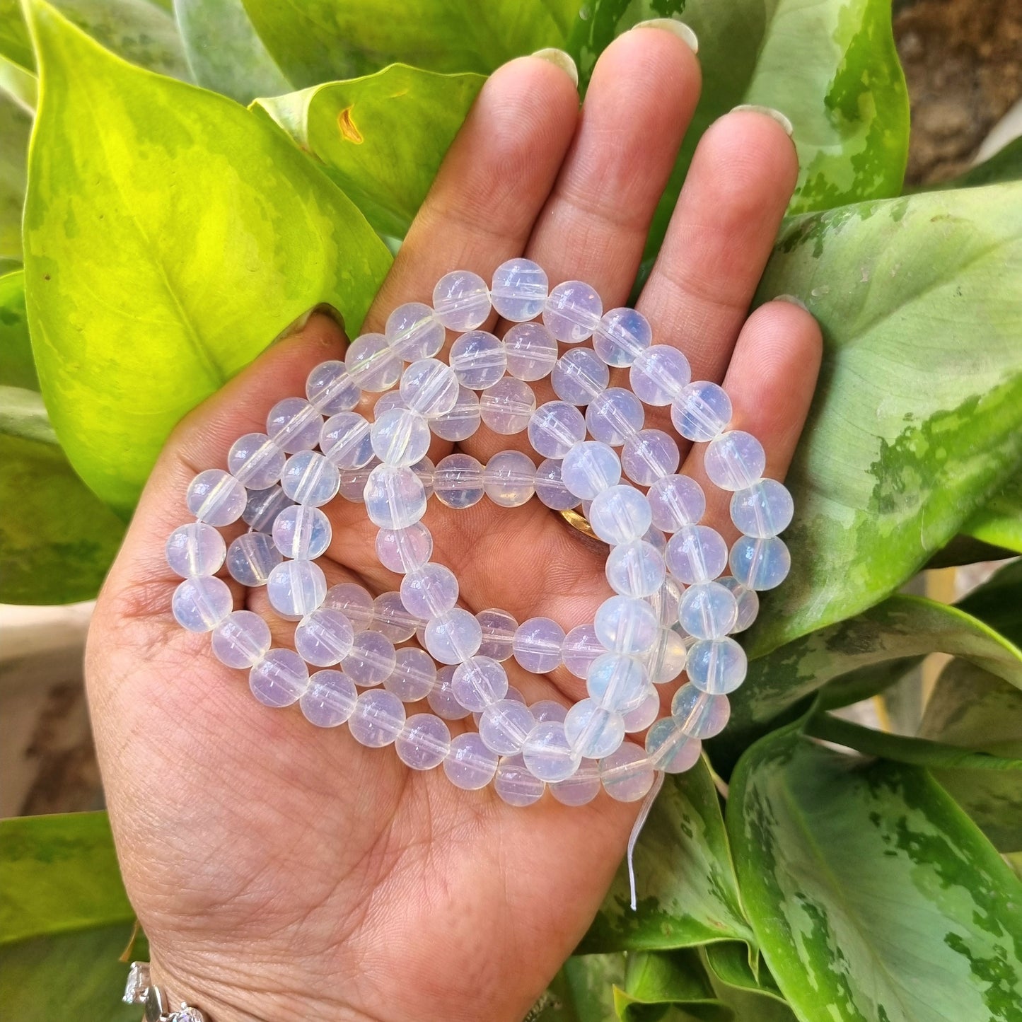 Rogini White Glass Beads (8mm)