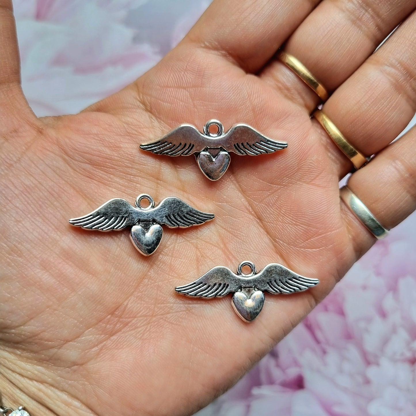 Metal Charms - Heart with Wings