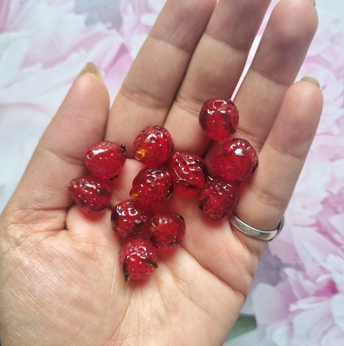 Lampwork Glass Beads - Strawberry
