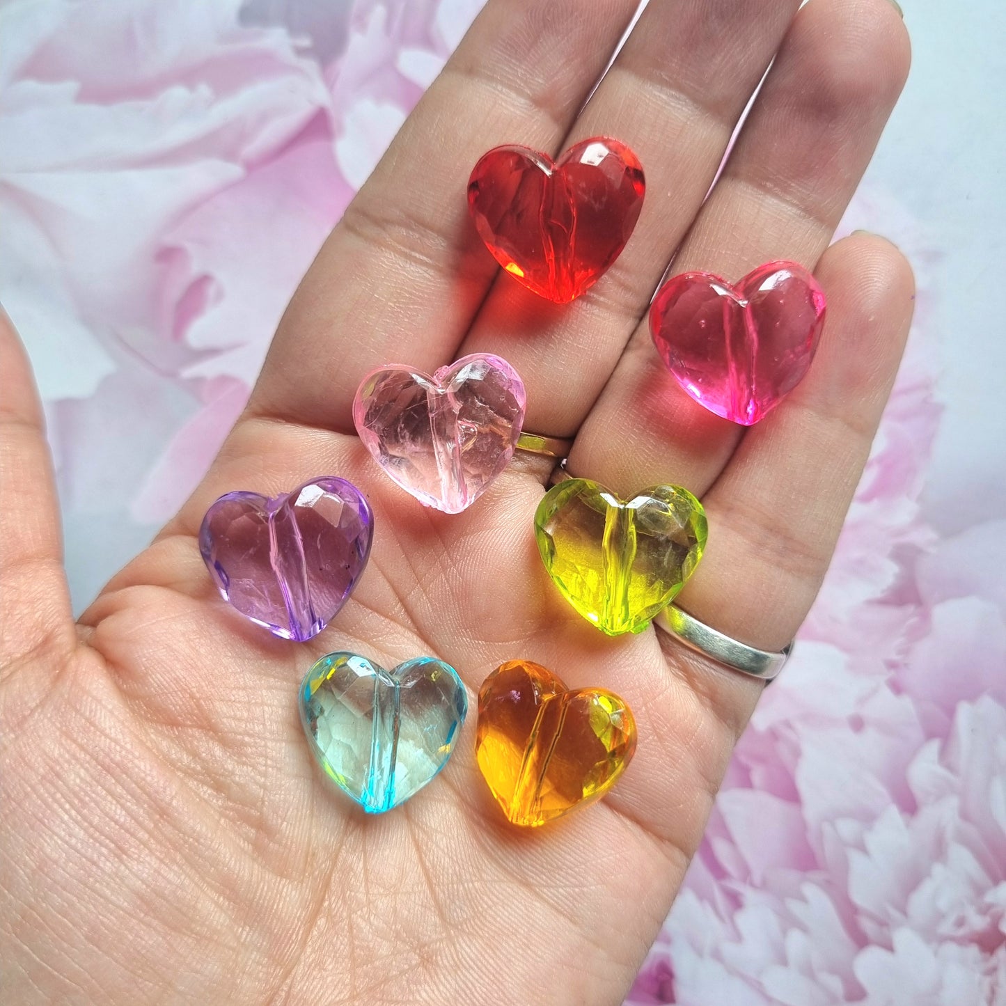 Acrylic Colorful Heart Beads