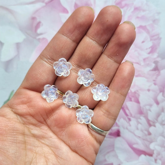 Acrylic Glitter Rose Beads