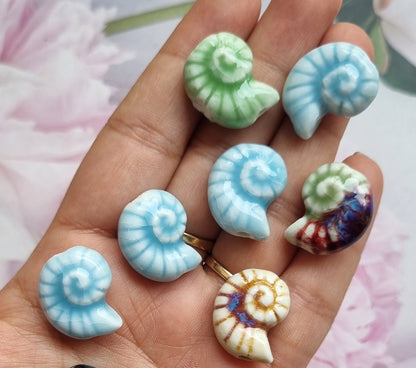 Porcelain Beads - Coiled Shell /  Snail