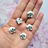 Porcelain Beads - Star (Black Flower)