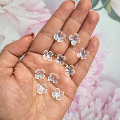 Acrylic Glitter Flower Caps Beads
