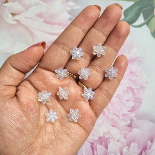 Acrylic Glitter Flower Beads