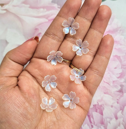 Acrylic Glitter Flower Caps Beads