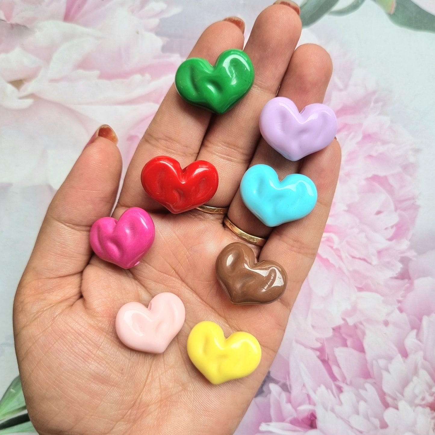Acrylic Colorful Heart Beads