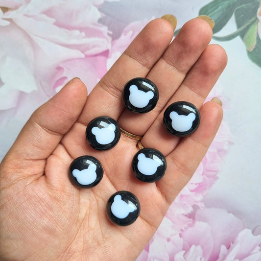 Acrylic B&W Flat Teddy Beads