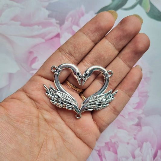 Metal Charms - Swan Heart Shape