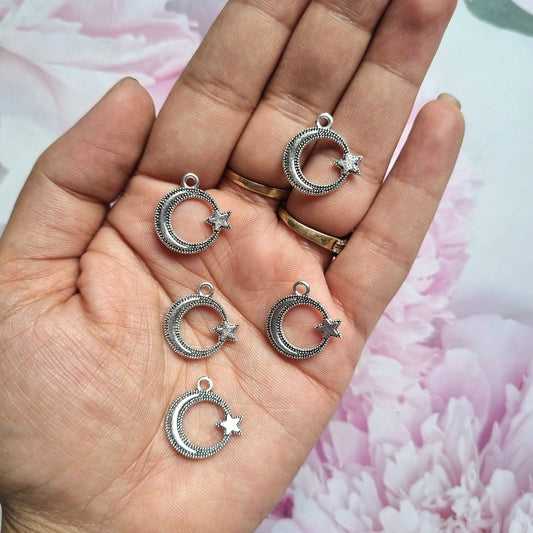 Metal Charms - Moon and Star