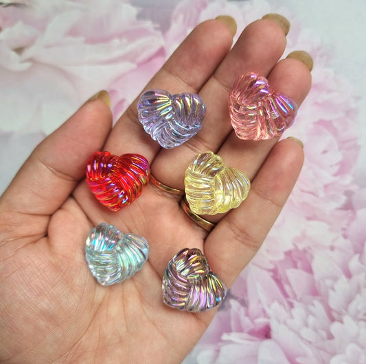 UV Plating Iridescent Heart Beads