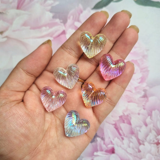UV Plating Iridescent Heart Beads