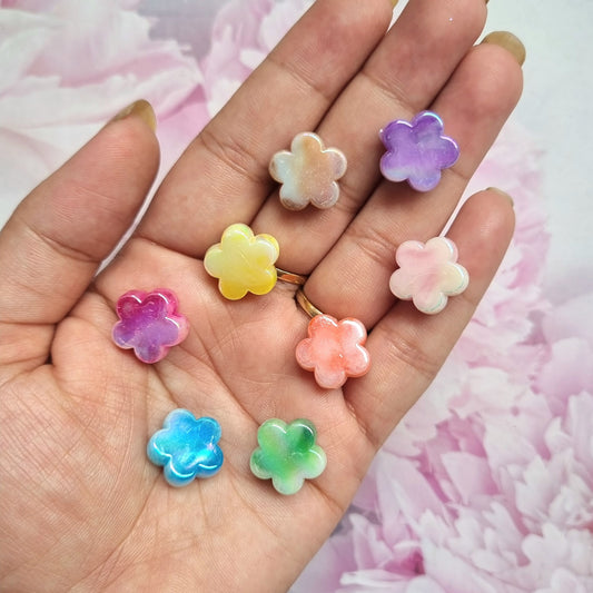 Acrylic Marble Flower Beads